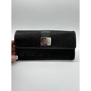 Liz Claiborne Black Monogram Snap Wallet Women’s Organizer Clutch